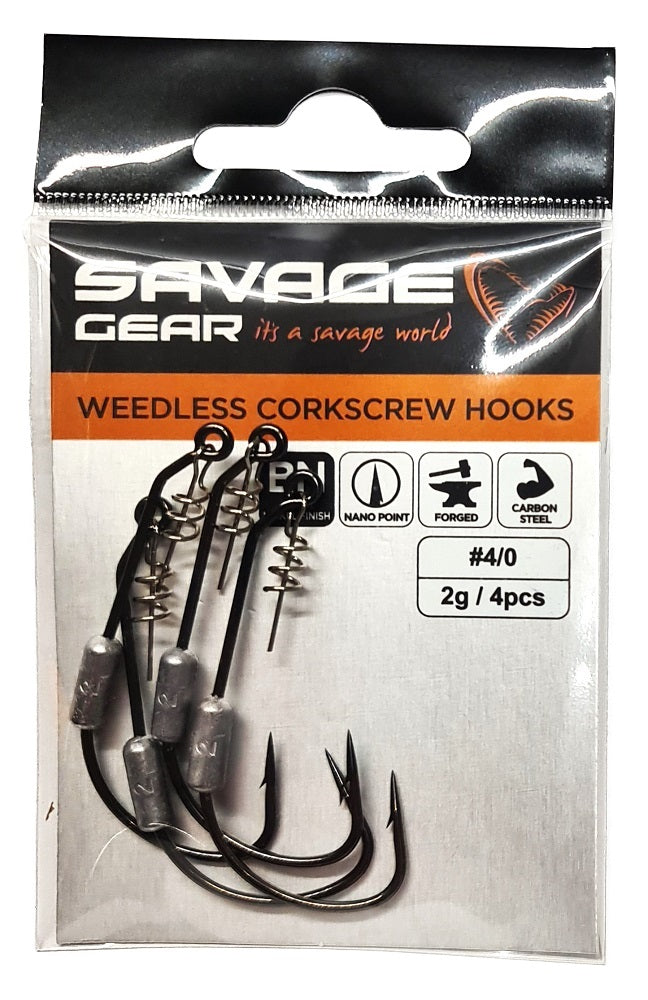 Savage Gear Weedless Corkscrew Hook Weighted 2g 4/0